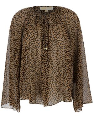 MICHAEL Michael Kors All-Over Leopard Printed Crewneck Top - Brown