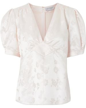 Gabriela Hearst Oberon Floral-Jacquard Silk-Twill Blouse - White