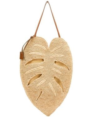 STAUD Large Palm Leather And Raffia Shoulder Bag - Metallic