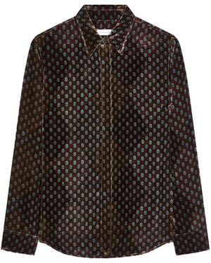 Dries Van Noten Printed Velvet Shirt - Black