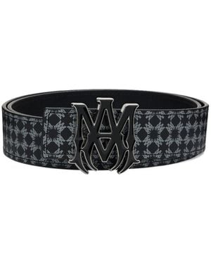 Amiri Monogram-Pattern Leather Belt - White