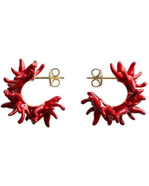 Bottega Veneta Sea Coral Hoop Earrings - Red