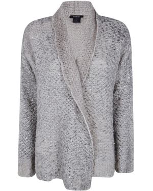 Avant Toi Metallic-Effect Open-Knit Cardigan - Grey