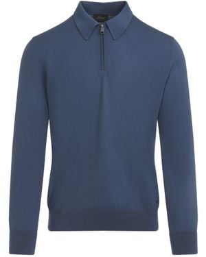 Brioni Polo-Collar Wool Sweater - Blue