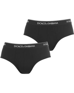 Dolce & Gabbana Logo Cotton Briefs, 2-Pack - Black