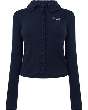 Chloé Simple Knitted Cardigan - Blue