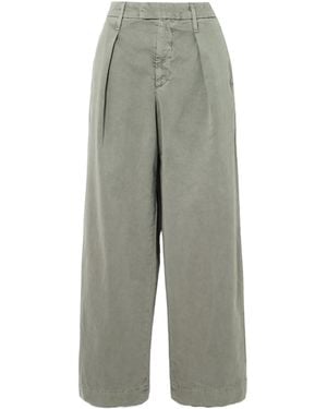 SLVRLAKE Denim Pleated Cotton Wide-Leg Pants - Gray