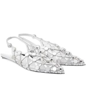 The Attico Grid Leather Ballet Flats - White