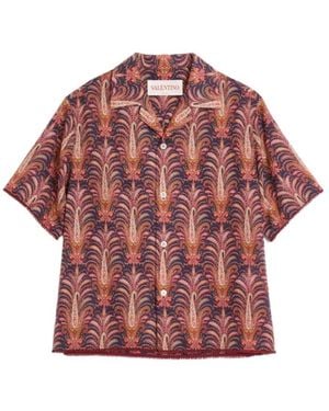 Valentino All-Over Patterned Button-Up Shirt - Red