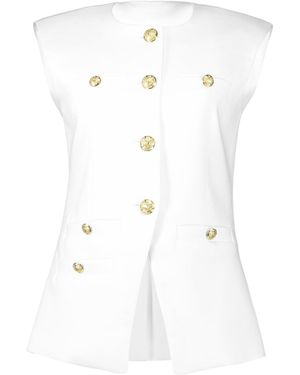 Veronica Beard Tamara Sleeveless Waistcoat - White