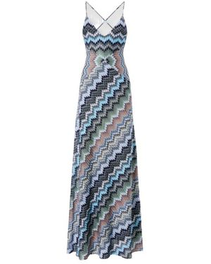 Missoni All Over Zigzag Long Dress - Blue