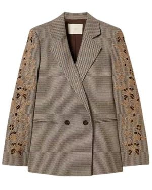 Twinset Double-Breasted Long-Sleeve Blazer - Brown