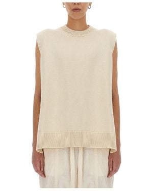 Jil Sander Crewneck Knitted Vest - Natural