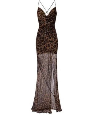 Blumarine Print Silk Maxi Dress - Brown