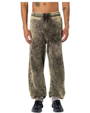 DIESEL Drawstring Trousers With Ribbed Trim - Green