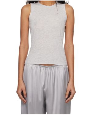 Skims Translucent Knitted Round-Neck Pullover - Grey