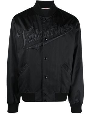 Valentino Raised-Logo Bomber Jacket - Black