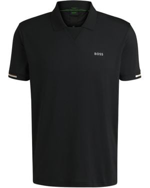 BOSS Boss Modern Placket Stretch Mesh Polo Shirt - Black