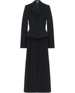 McQueen Wool Cashmere Long Coat - Black