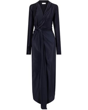 Victoria Beckham Lea Knotted-Detail Midi Dress - Blue