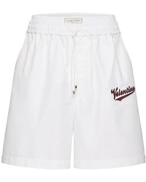 Valentino Logo Patch Drawstring Shorts - White