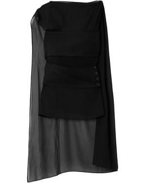 Proenza Schouler Aurora Asymmetrical Shirt With Shawl Effect - Black