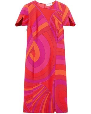 PUCCI Round-Collar Short-Sleeve Dress - Red