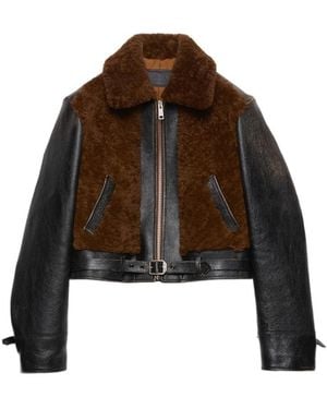 Prada Leather And Shearling Jacket - Brown