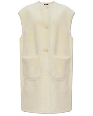 Marni Fur Buttoned Coat - White