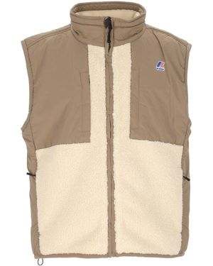K-Way Logo Printed Panelled Gilet - Natural