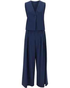 Kaos Sleeveless Vest Palazzo Suits - Blue