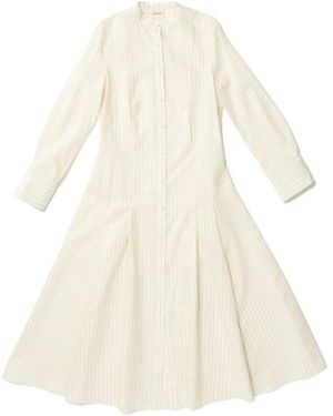 KHAITE Striped Shirt Dress - White