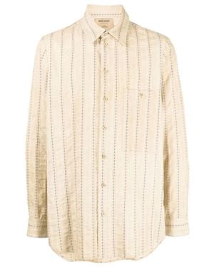 Uma Wang Tab Striped Cotton Shirt - White