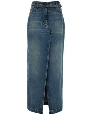 Dries Van Noten Front-Slit Denim Skirt - Blue