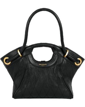 Balmain Quilted Small Tote Bag - Black