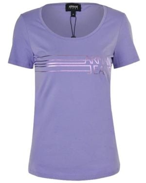 Armani Jeans Logo Short-Sleeved T-Shirt - Purple