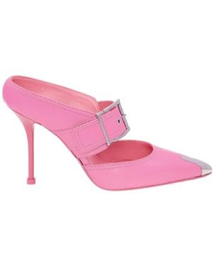 McQueen Pointed-Toe Slip-On Mules - Pink