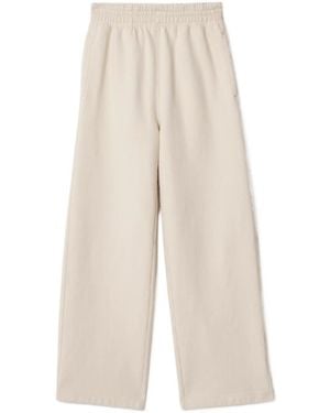 Burberry Logo-Embroidered Cotton Track Trousers - White