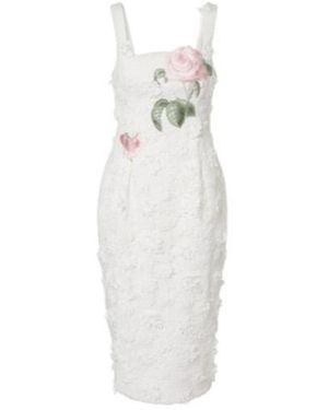 Leo Bridal Larissa Floral Lace Midi Dress - White