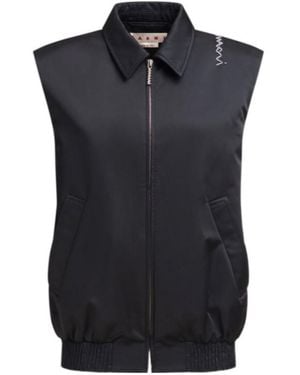 Marni Collared Zip-Up Vest - Black