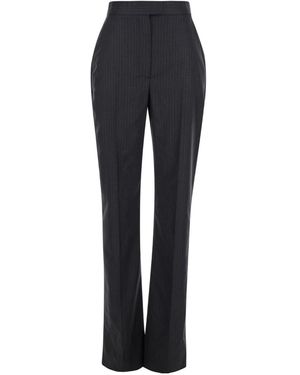 McQueen High Waist Straight-Leg Trousers - Blue