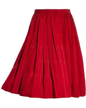 Gucci Interlocking G Chain Jacquard Midi Skirt - Red