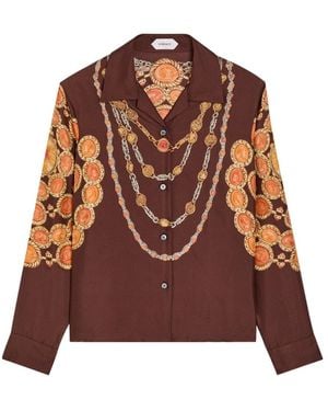 Versace Printed Silk Shirt - Brown