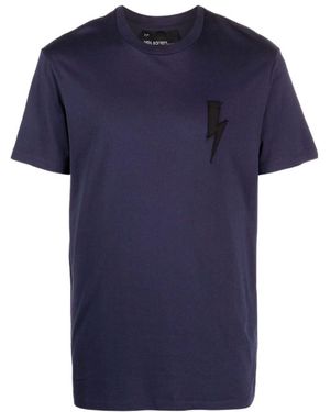Neil Barrett Lightening-Patch T-Shirt - Blue
