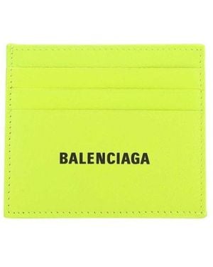 Balenciaga Logo Printed Card Bag - Yellow