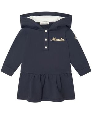 Moncler Logo-Print Hooded Dress - Blue
