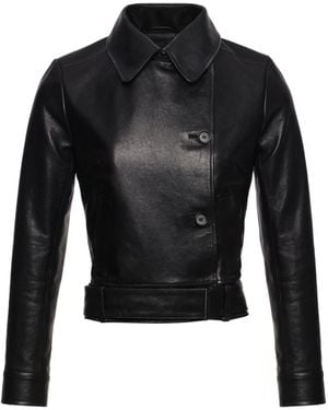 Magda Butrym Fitted Leather Jacket With Waist Belt - Black