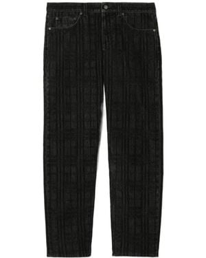 Burberry Check Flocked Straight Jeans - Black