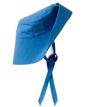 Miu Miu Wide-Brimmed Poplin Bucket Hat - Blue
