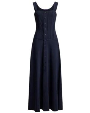 Ralph Lauren Sophee Button A-Line Dress - Blue